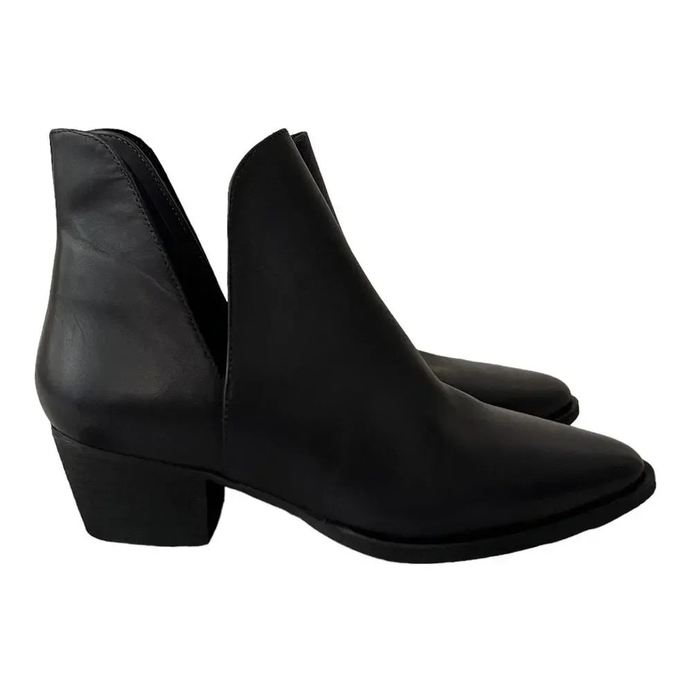 Free People Charm Double V Ankle Black Leather Boots Size 38 EU - Picture 2 of 12